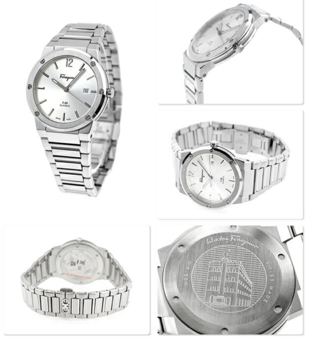 Shop Salvatore Ferragamo F-80 Classic Silver Dial Silver Steel Strap Watch for Men - SFDT02223 in USA