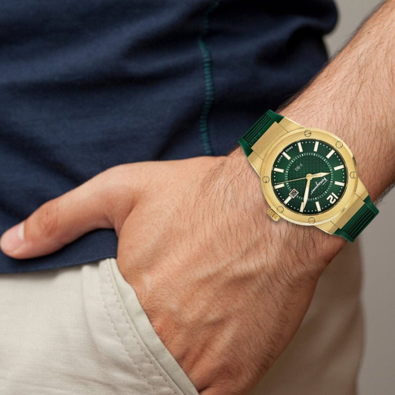 Salvatore Ferragamo F-80 Classic Green Dial Green Rubber Strap Watch for Men - SFHY02022 Buy Now By Salvatore Ferragamo