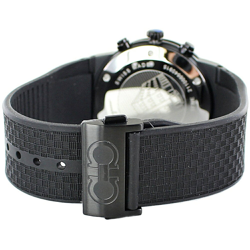 Shop Salvatore Ferragamo Sapphire Chrono Black Dial Black Rubber Strap Watch for Men - SFME00621 in USA