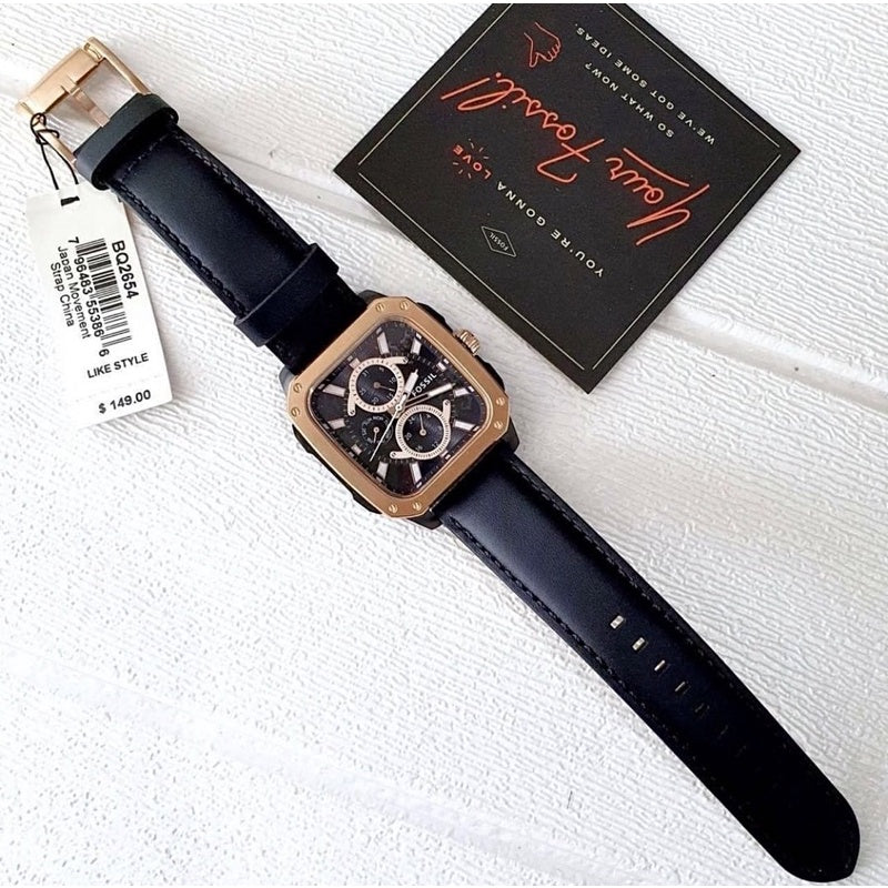 Fossil Multifunction Black Dial Black Leather Strap Watch for Men - BQ2654 Buy Now By Fossil