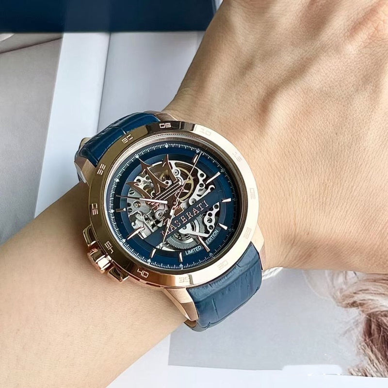 Maserati Automatic Blue Dial Blue Leather Strap Watch For Men - R8821119005 Buy Now By Maserati