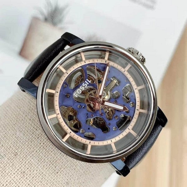 Fossil Boyfriend Skeleton Blue Dial Blue Leather Strap Watch for Women - ME3136 Buy Now By Fossil
