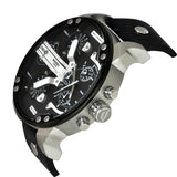 Shop Diesel Mr Daddy Black Dial Black Leather Strap Watch For Men - DZ7313 in USA