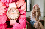 Shop Guess Sparkling Diamonds Pink Dial Pink Rubber Strap Watch for Women - W0032L9 in USA