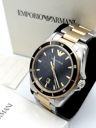 Emporio Armani Quartz Black Dial Two Tone Steel Strap Watch For Men - AR80017 Buy Now By Emporio Armani