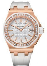 Audemars Piguet Royal Oak Offshore Diamonds White Dial White Rubber Strap Watch for Women - 67540OK.ZZ.D010CA.01