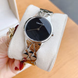 Calvin Klein Snake Black Dial Silver Steel Strap Watch For Women - K6E23141 Buy Now By Calvin Klein
