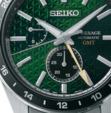 Shop Seiko Presage Sharp Edged Series GMT Green Dial Silver Steel Strap Watch For Men - SPB219J1 in USA