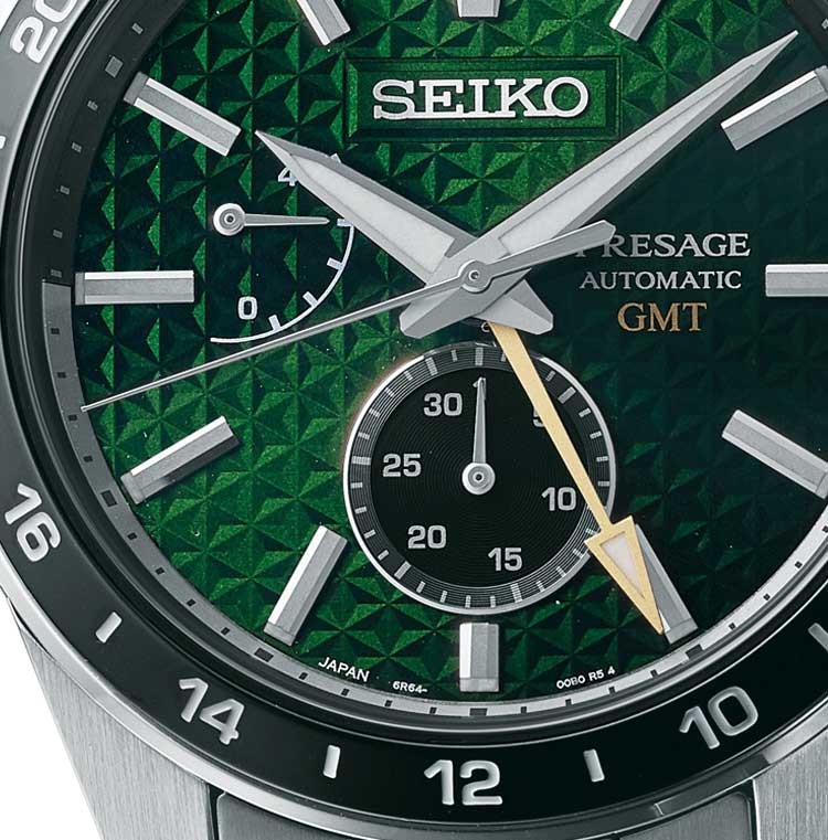 Shop Seiko Presage Sharp Edged Series GMT Green Dial Silver Steel Strap Watch For Men - SPB219J1 in USA