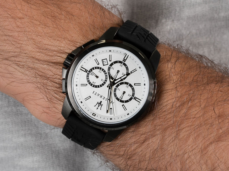 Maserati Successo 44mm White Dial Black Silicone Strap Watch For Men - R8871621010 Buy Now By Maserati