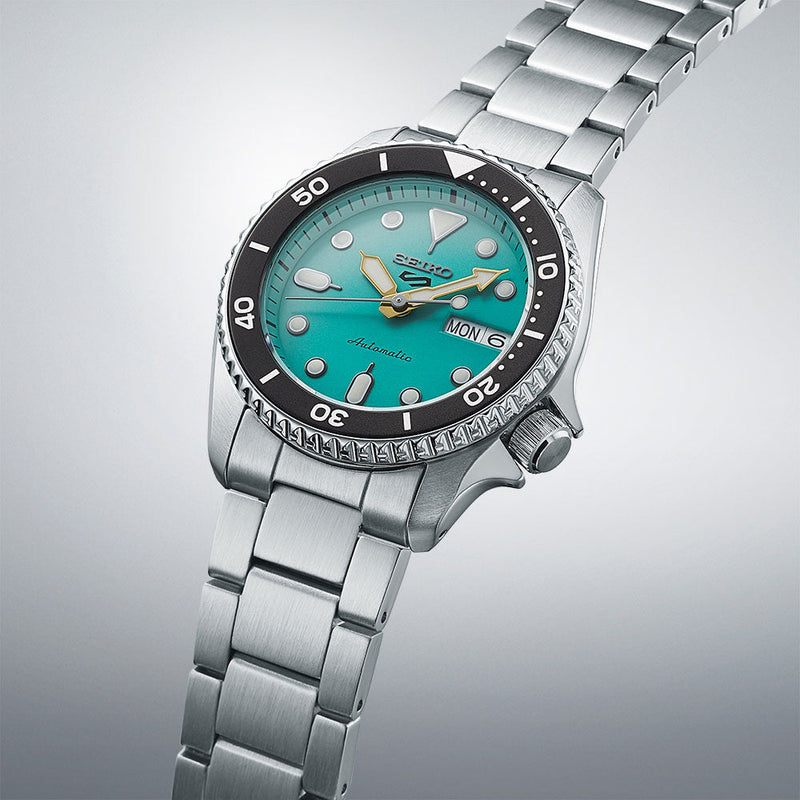 Seiko 5 Sports SKX Midi Automatic Teal Dial Silver Steel Strap Watch For Men - SRPK33K1 Buy Now By Seiko