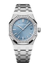 Audemars Piguet Royal Oak Diamonds Light Blue Dial Silver Steel Strap Watch for Women - 15551ST.ZZ.1356ST.04