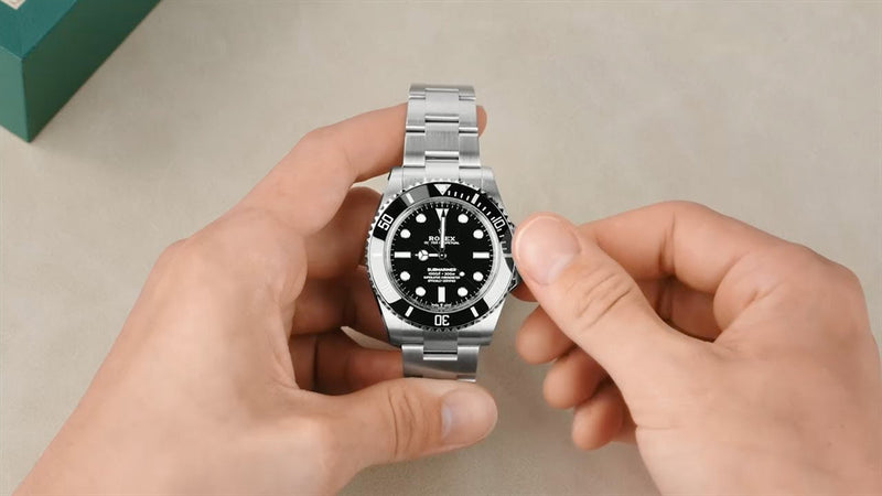 Rolex Submariner Black Dial Silver Steel Strap Watch for Men - M124060-0001
