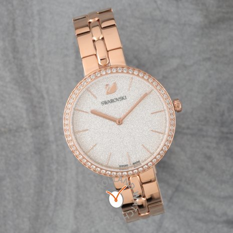 Shop Swarovski Cosmopolitan Diamond Powder Silver Dial Rose Gold Steel Strap Watch for Women - 5517803 in USA