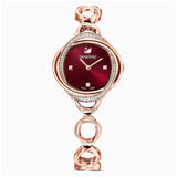 Shop Swarovski Crystal Flower Red Dial Rose Gold Steel Strap Watch for Women - 5552783 in USA