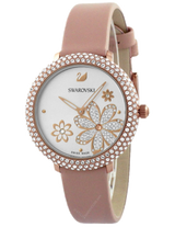 Swarovski Crystal Frost White Dial Pink Leather Strap Watch for Women - 5519223 Buy Now By Swarovski