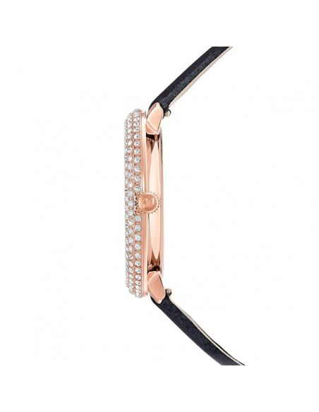 Swarovski Crystal Frost Black Dial Black Leather Strap Watch for Women - 5484058 Buy Now By Swarovski