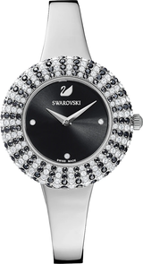 Shop Swarovski Crystal Rose Black Dial Silver Steel Strap Watch for Women - 5484076 in USA