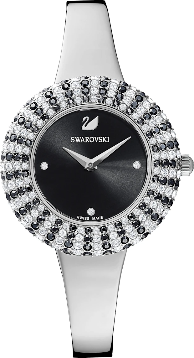 Shop Swarovski Crystal Rose Black Dial Silver Steel Strap Watch for Women - 5484076 in USA