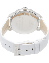 Shop Swarovski Crystalline Hours Silver Dial White Leather Strap Watch for Women - 5295383 in USA