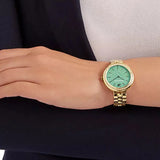 Shop Swarovski Daytime Crystals Turquoise Dial Gold Steel Strap Watch for Women - 5182212 in USA
