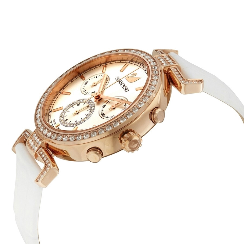 Swarovski Era Journey Silver Dial White Leather Strap Watch for Women - 5295369 Buy Now By Swarovski