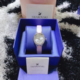 Shop Swarovski Lovely Crystals Silver Dial Pink Leather Strap Watch for Women - 5261493 in USA