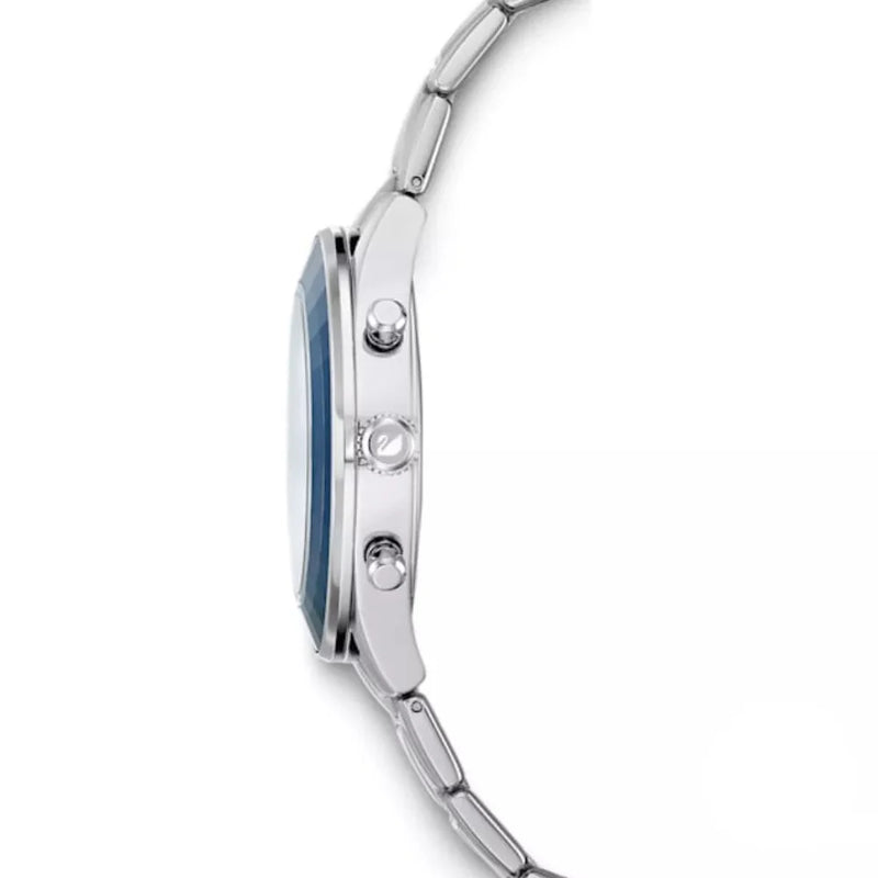 Shop Swarovski Octea Lux Sport Chronograph Blue Dial Silver Steel Strap Watch for Women - 5610481 in USA