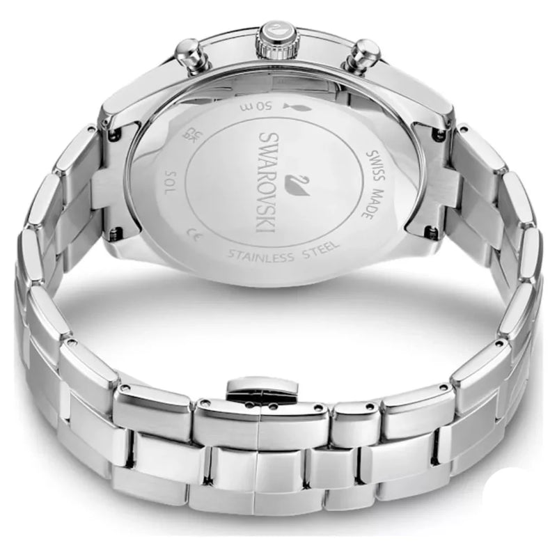 Shop Swarovski Octea Lux Sport Chronograph Blue Dial Silver Steel Strap Watch for Women - 5610481 in USA
