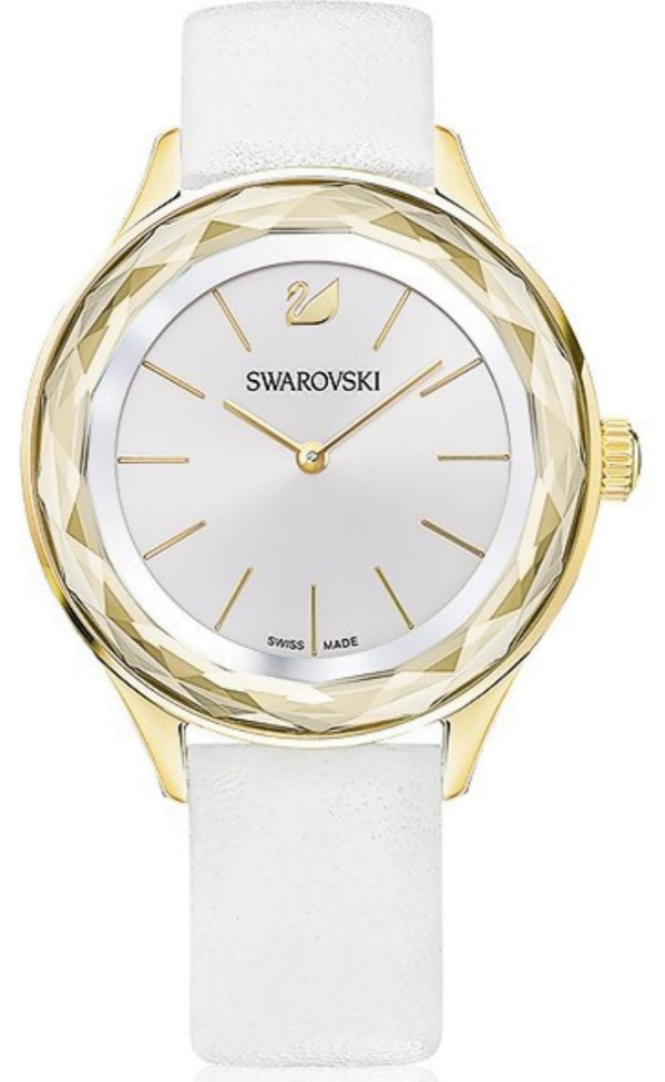 Shop Swarovski Octea Nova Quartz White Dial White Leather Strap Watch for Women - 5295337 in USA