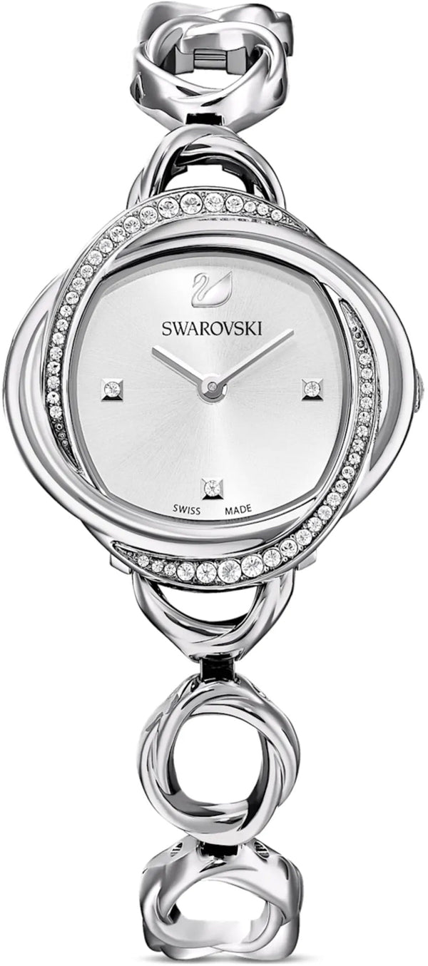 Shop Swarovski Crystal Flower Silver Dial Silver Steel Strap Watch for Women - 5547622 in USA