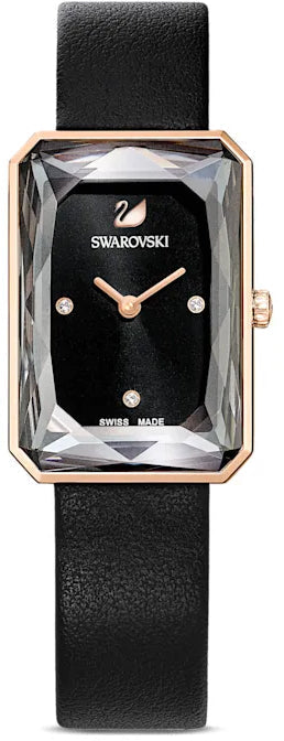 Shop Swarovski Uptown Black Dial Black Leather Strap Watch for Women - 5547710 in USA