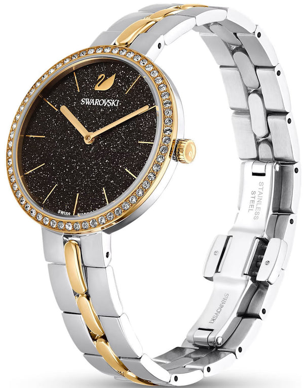 Shop Swarovski Cosmopolitan Black Dial Two Tone Steel Strap Watch for Women - 5644072 in USA