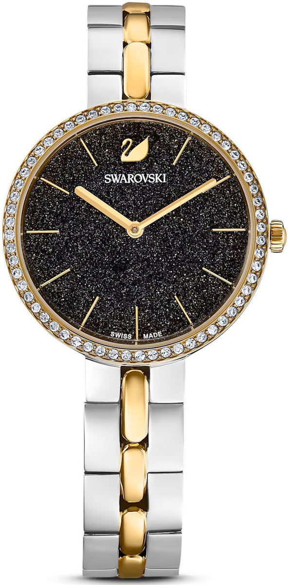 Shop Swarovski Cosmopolitan Black Dial Two Tone Steel Strap Watch for Women - 5644072 in USA