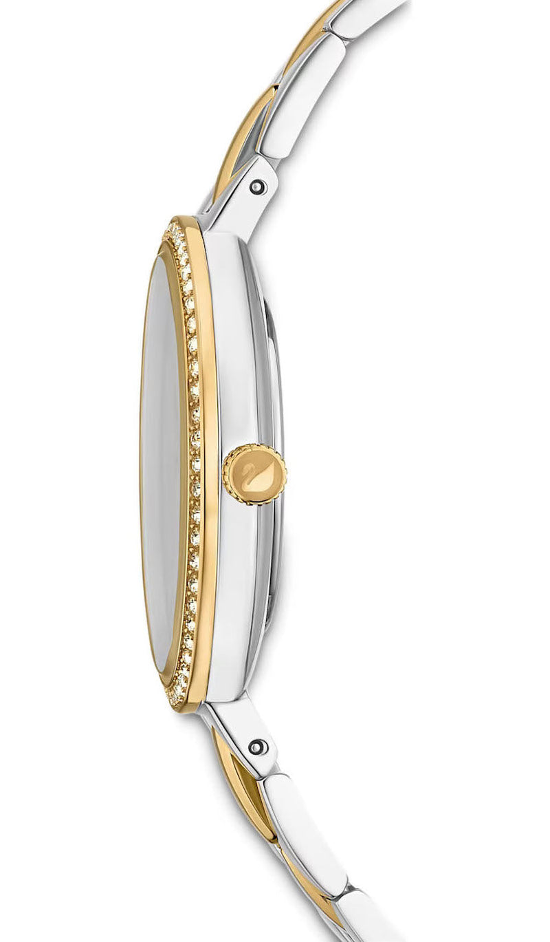 Shop Swarovski Cosmopolitan Black Dial Two Tone Steel Strap Watch for Women - 5644072 in USA