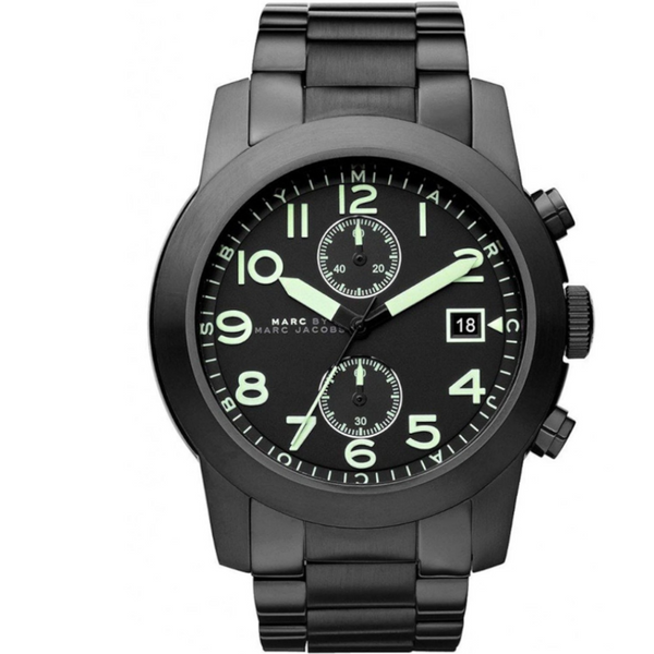 Marc Jacobs Larry Chronograph Black Dial Black Steel Strap Watch for Men - MBM5052 Buy Now By Marc Jacobs