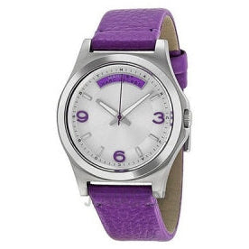 Shop Marc Jacobs Baby Dave Silver Dial Purple Leather Strap Watch for Women - MBM1262 in USA