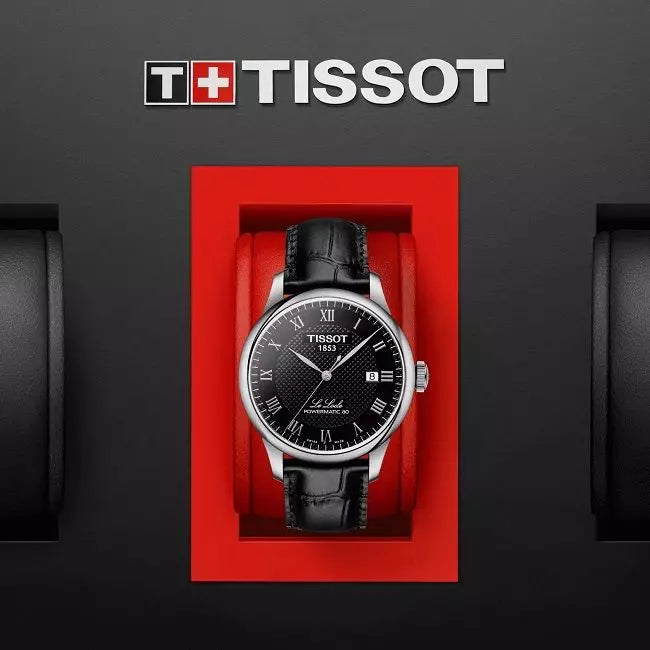 Tissot Le Locle Powermatic 80 Black Dial Black Leather Strap Watch For Men - T006.407.16.053.00 Buy Now By Tissot