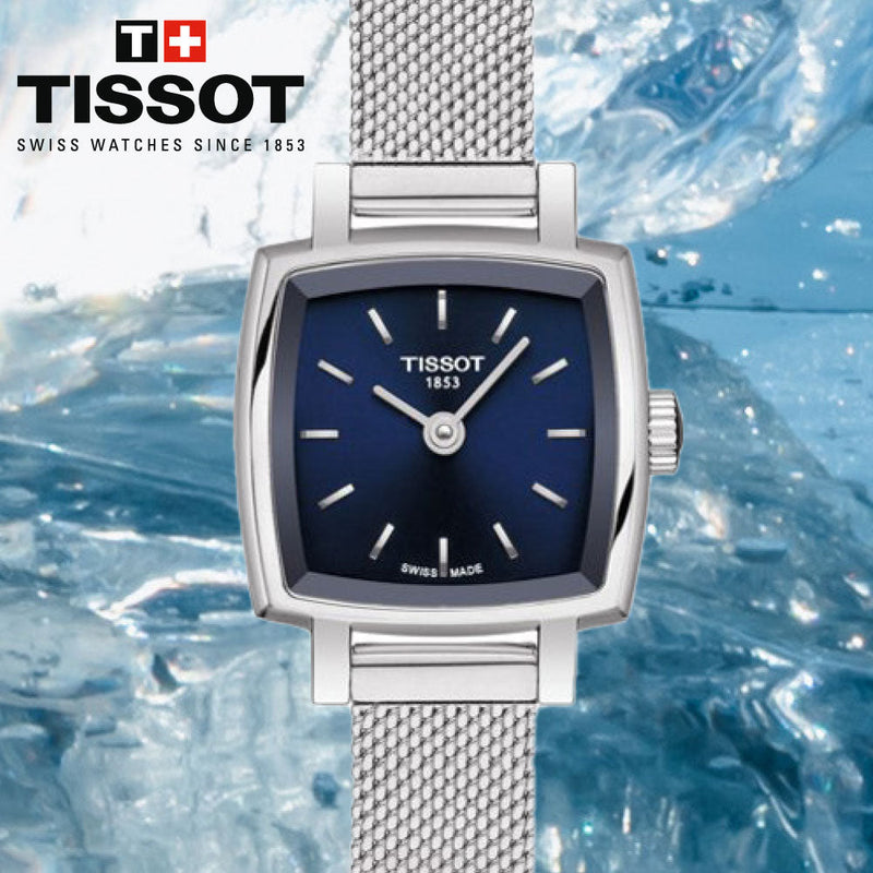 Shop Tissot Lovely Square Blue Dial Silver Mesh Bracelet Watch For Women - T058.109.11.041.00 in USA