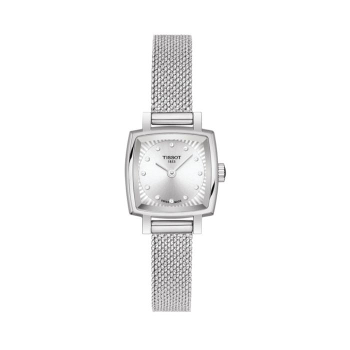 Shop Tissot Lovely Square Silver Dial Silver Mesh Bracelet Watch For Women - T058.109.11.036.00 in USA