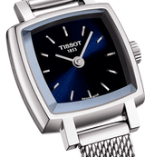 Shop Tissot Lovely Square Blue Dial Silver Mesh Bracelet Watch For Women - T058.109.11.041.00 in USA