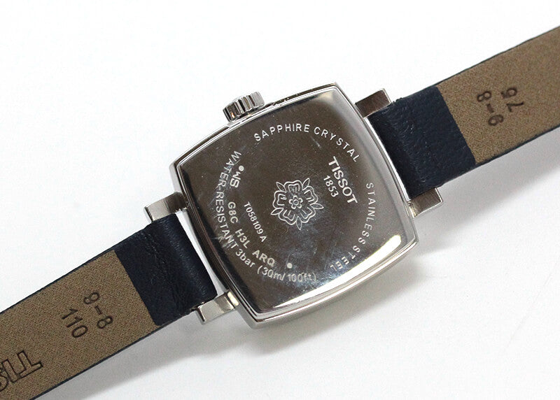 Shop Tissot Lovely Square Silver Dial Blue Leather Strap Watch For Women - T058.109.16.031.00 in USA