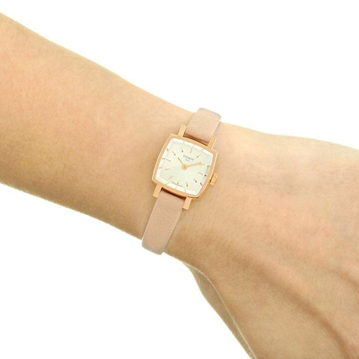 Shop Tissot T Lady Lovely Square White Dial Pink Leather Strap Watch For Women - T058.109.36.031.00 in USA