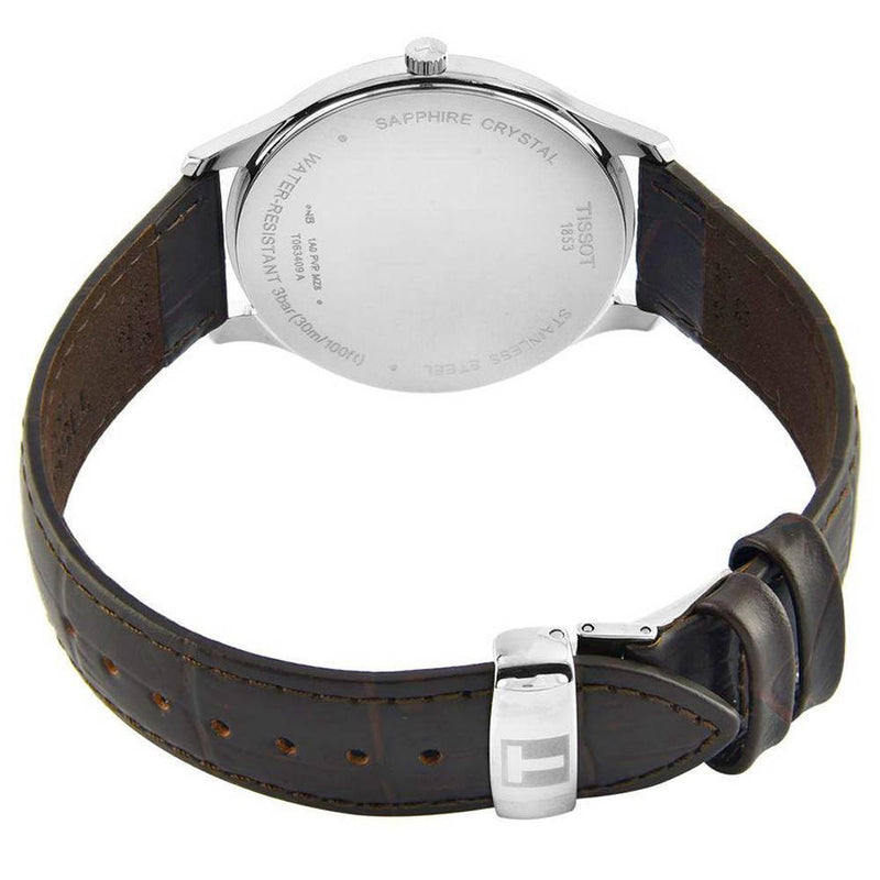 Shop Tissot T Classic Tradition 5.5 Quartz White Dial Brown Leather Strap Watch For Men - T063.409.16.018.00 in USA