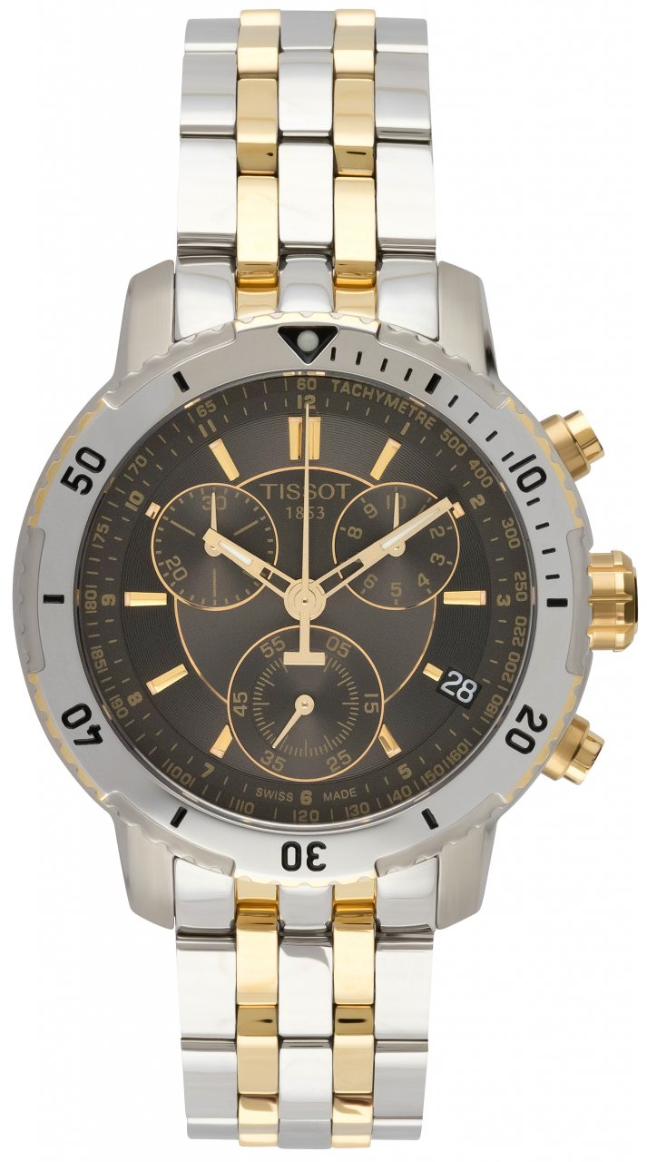 Tissot T Sport PRS 200 Chronograph Black Dial Two Tone Steel Strap Watch For Men - T067.417.22.051.00 Buy Now By Tissot