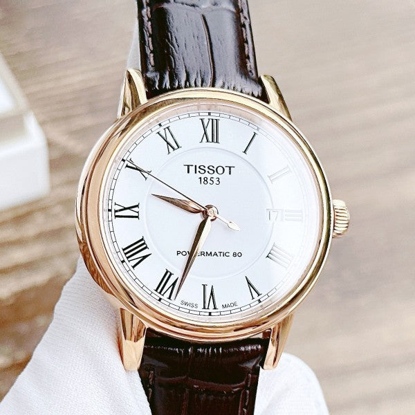 Tissot T Classic Carson Powermatic 80 White Dial Brown Leather Strap Watch for Men - T085.407.36.013.00 Buy Now By Tissot