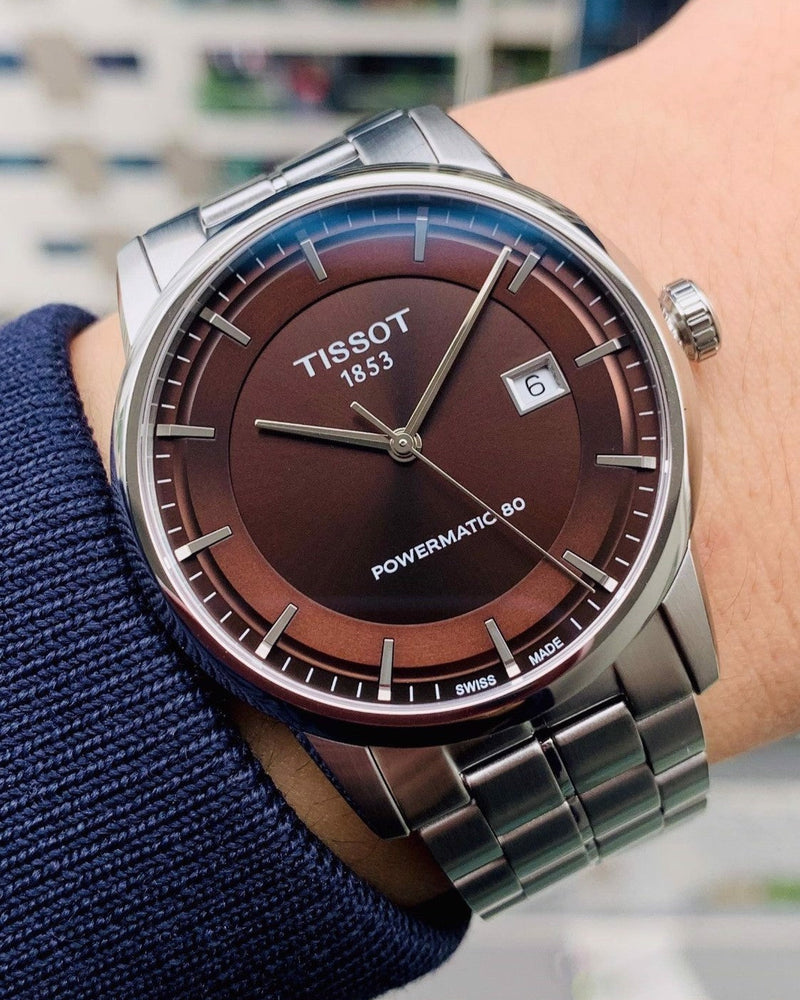 Tissot Luxury Powermatic 80 Brown Dial Silver Steel Strap Watch For Men - T086.407.11.291.00 Buy Now By Tissot