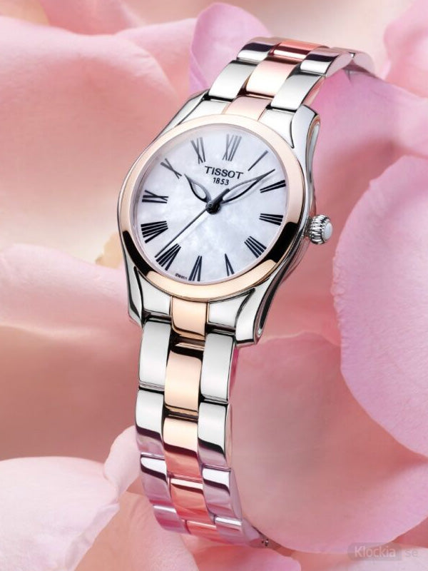 Tissot T Wave Mother of Pearl Dial Two Tone Steel Strap Watch For Women - T112.210.22.113.01 Buy Now By Tissot