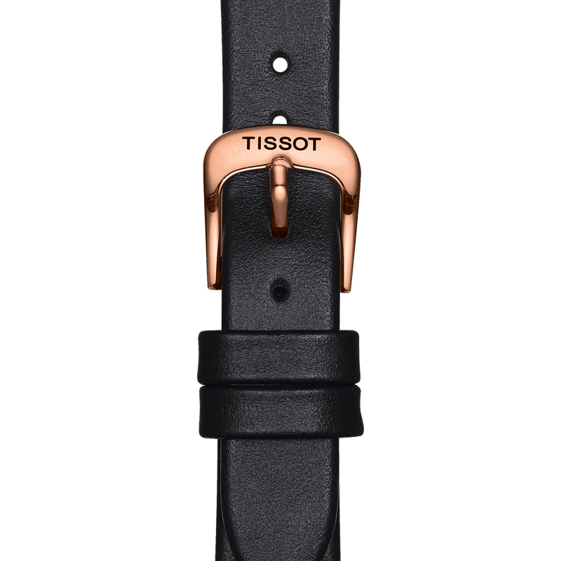 Tissot T Wave Diamond Mother of Pearl Dial Black Leather Strap Watch For Women - T112.210.36.111.00 Buy Now By Tissot
