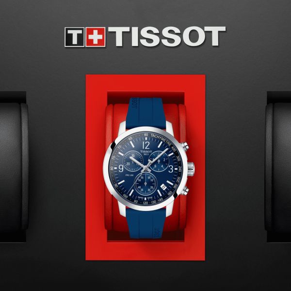 Tissot T Sport PRC 200 Chronograph Blue Rubber Strap Watch For Men - T114.417.17.047.00 Buy Now By Tissot